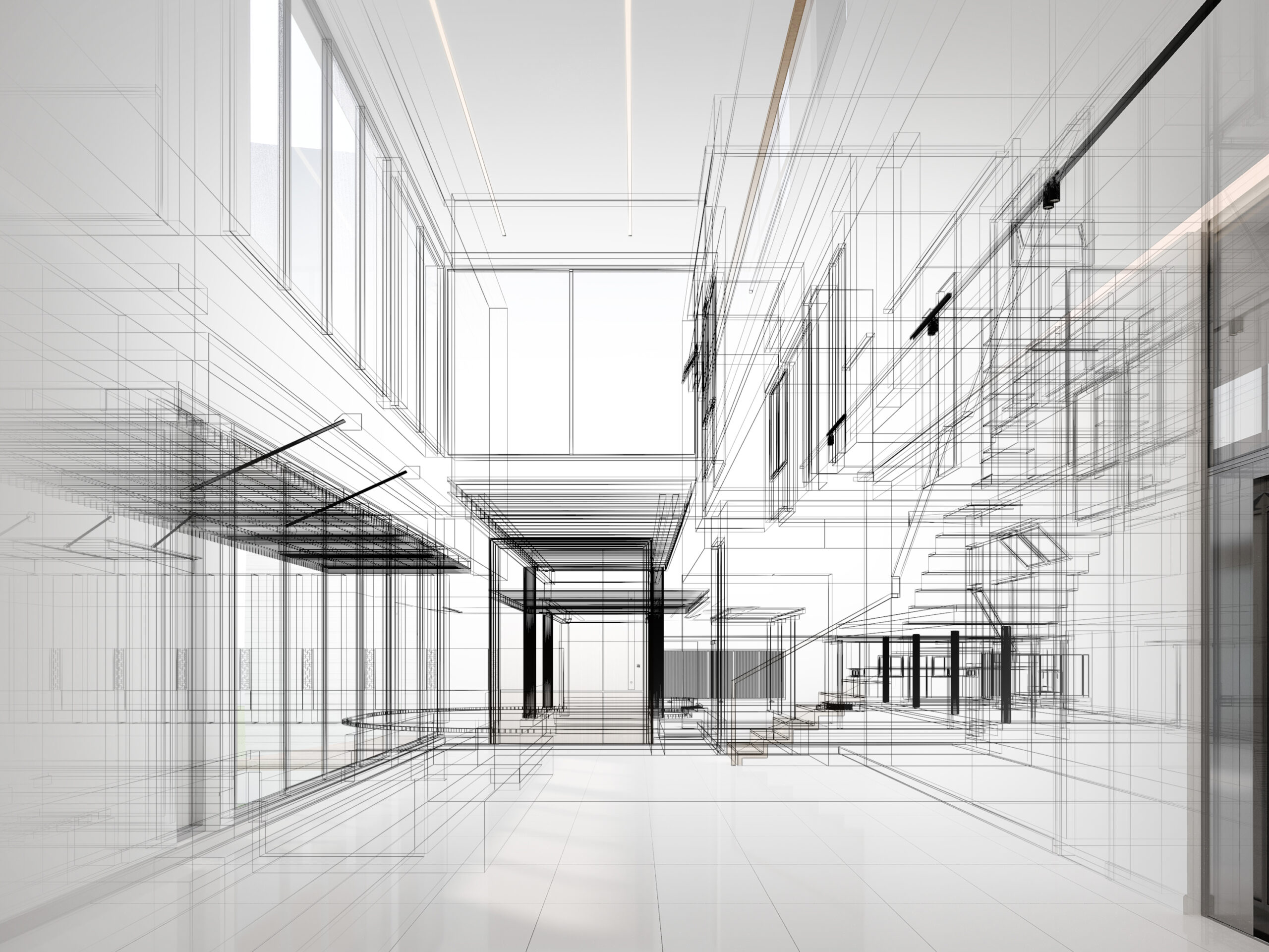 modern empty hall interior design, 3d rendering